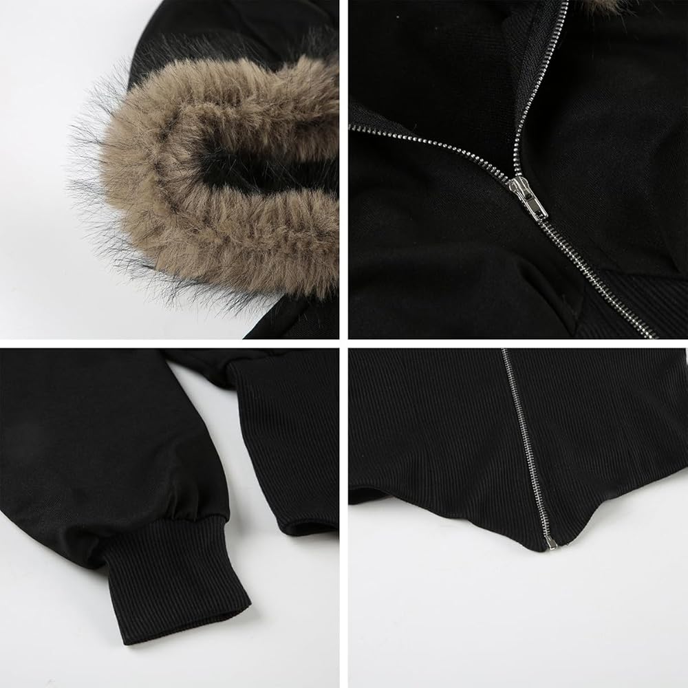 Amazon.com: MANGMAO Y2k Zip up Hoodie Fur Jackets Emo Fairy Grunge