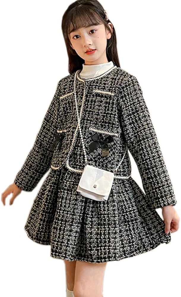 Amazon | [BLZXIAN] 女の子 ツイード スーツ ツイード セットアップ