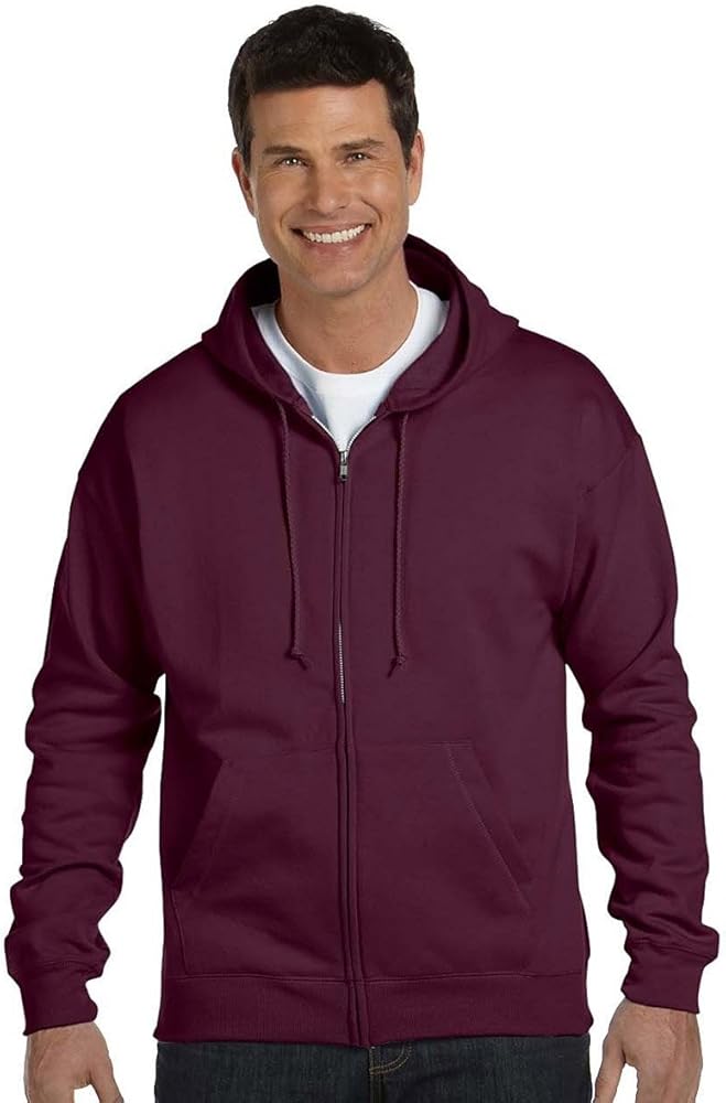 Hanes Adult ComfortBlend EcoSmart Full Zip Hoodie Pullover, Maroon