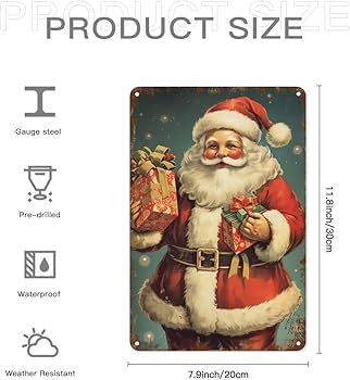 Amazon.co.jp: ヴィンテージクリスマスブリキ看板サンタクロースレトロ