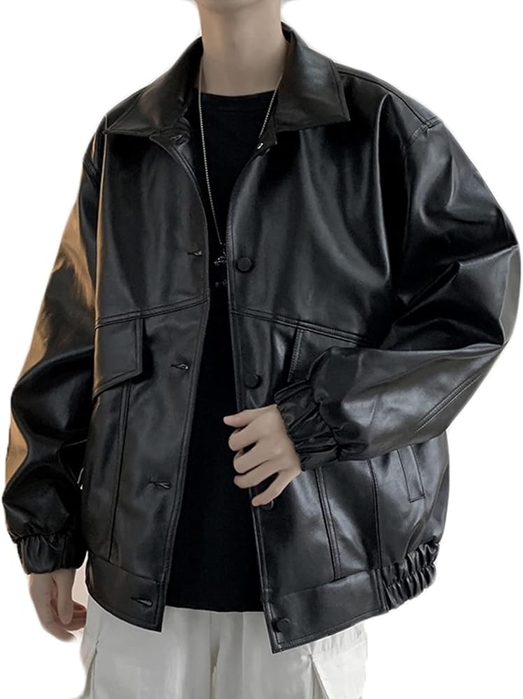 Amazon | [RAMEMO] PU革ジャン レザージャケット メンズ フェイク