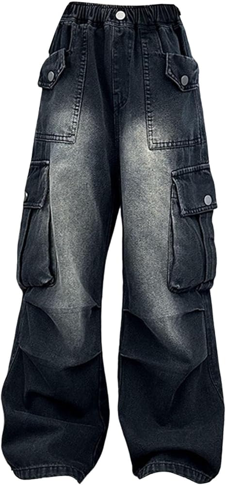 Amazon.com: Multi Pockets Cargo Denim Pants for Girls Kids Toddler