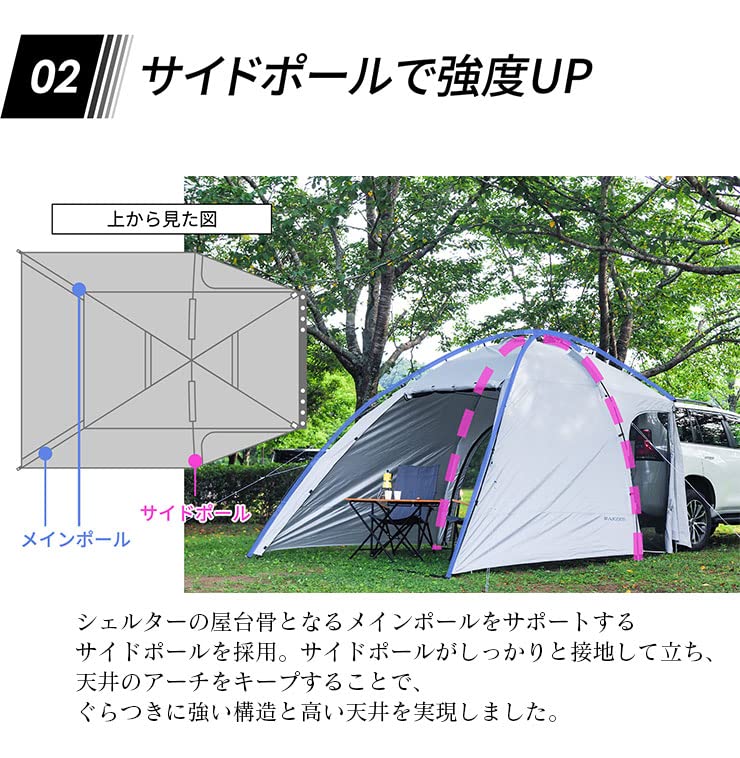Amazon | AXZES(アグゼス) カーサイドシェルター 車に連結 コンパクト