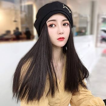 Amazon.co.jp: ブラックベレー帽子ストレート黒髪はガールデイリー党の