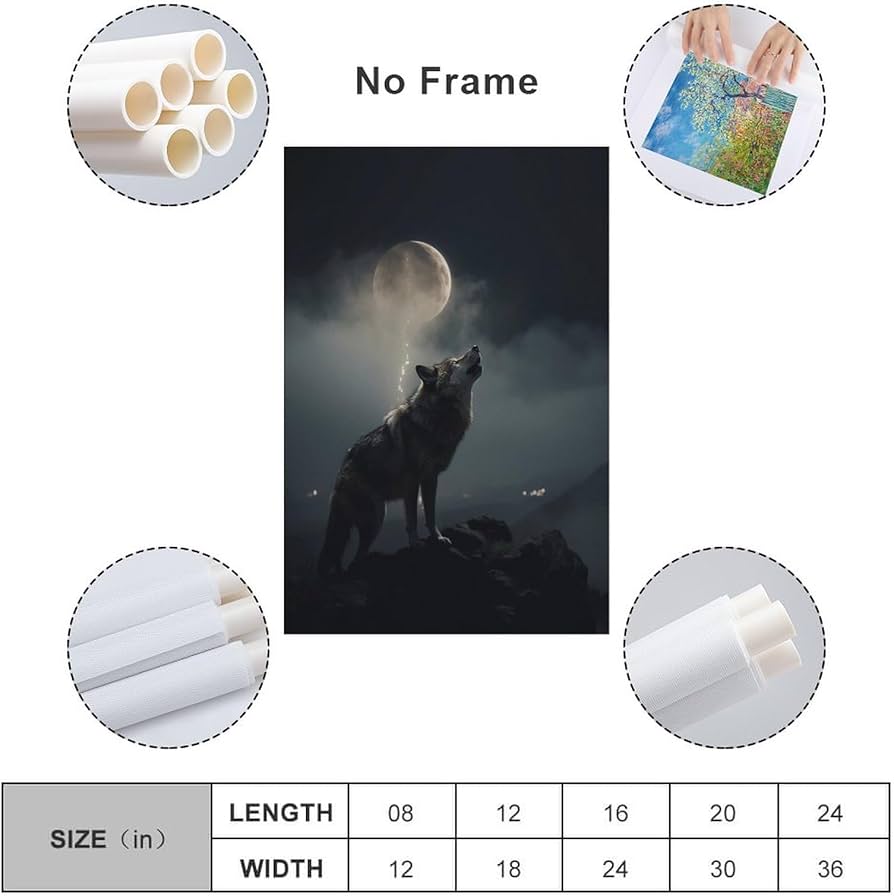 Amazon.com: A Giant Wolf Howling at The Moon on A Cliff in A Foggy