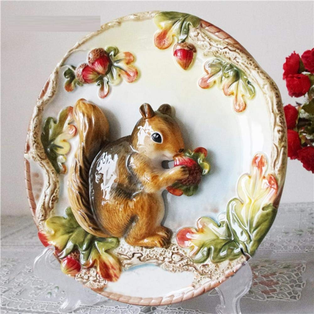 Amazon.co.jp: 彫刻鑑賞 セラミックリスはパイナップル陶器動物皿