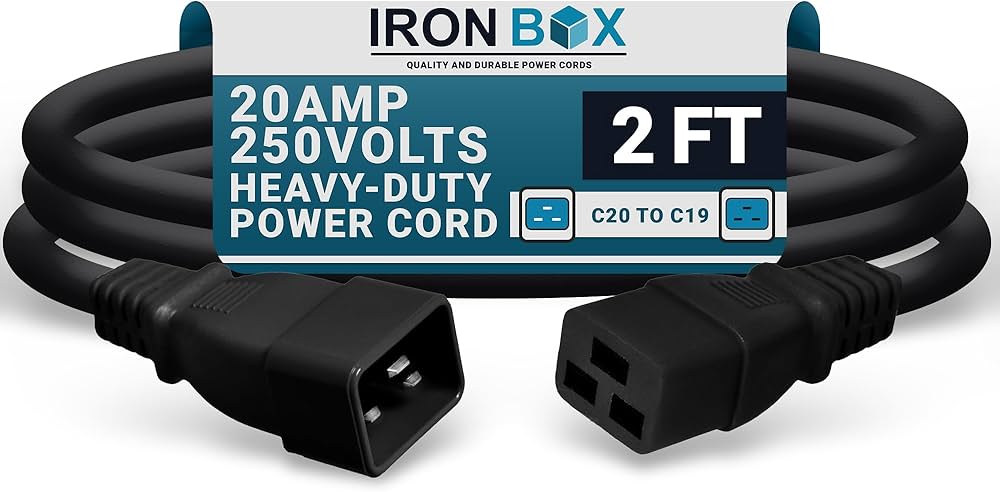 Amazon.co.jp: IronBox Electric - 高耐久 C20 - C19 電源コード - 20A
