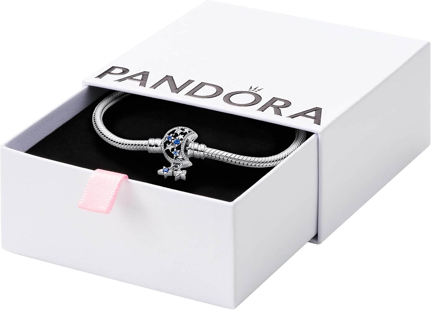 Amazon.com: PANDORA Sparkling Moon Clasp Snake Chain Bracelet