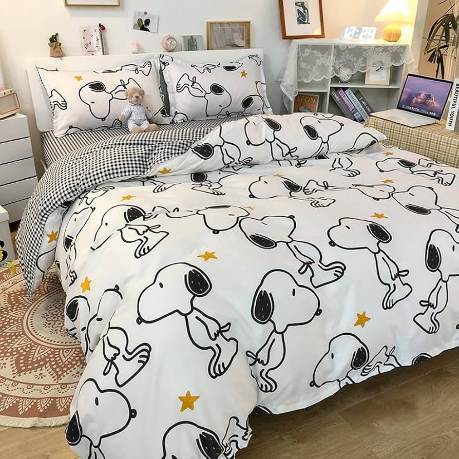 Amazon｜スヌーピー 布団カバー 4点セット 寝具カバーセット ダブル 绵
