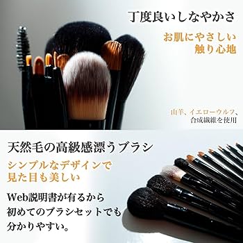 Amazon.co.jp: メイクブラシセット 化粧ブラシ 12本 収納ケース 天然