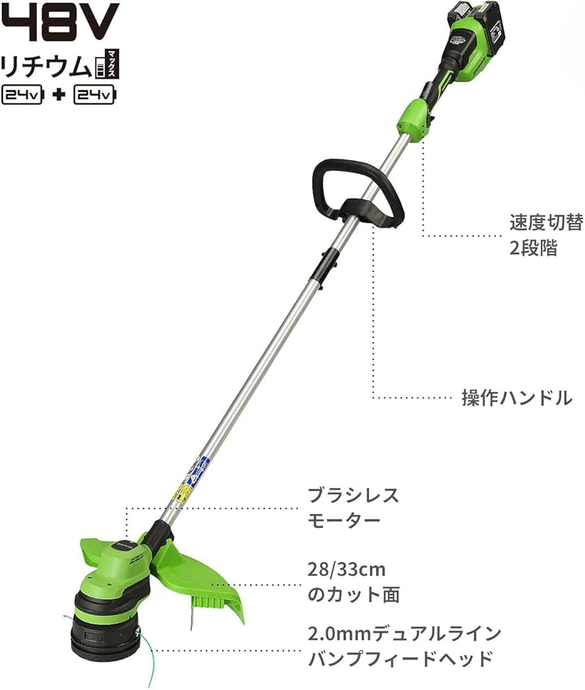 Amazon | Greenworks(グリーンワークス) 充電式草刈り機 芝刈り機 刈