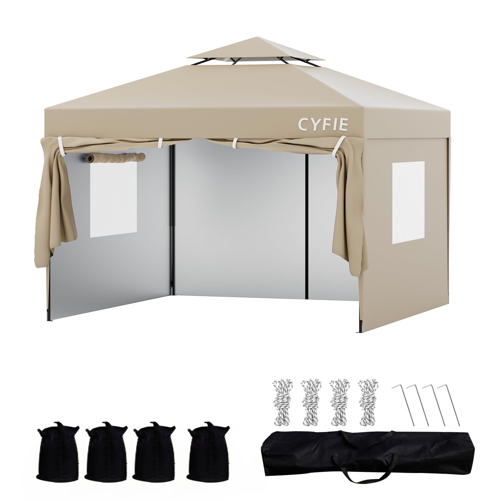 Amazon | CYFIE タープテント ワンタッチ 3mx3m サイドシート 1枚付き