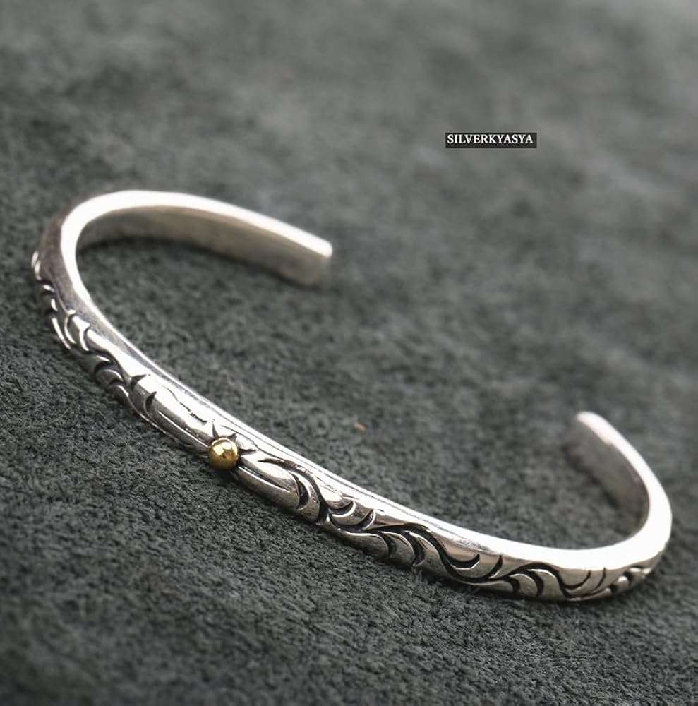 Amazon | シルバー925 唐草 太陽神バングル 925 銀 アラベスク 唐草