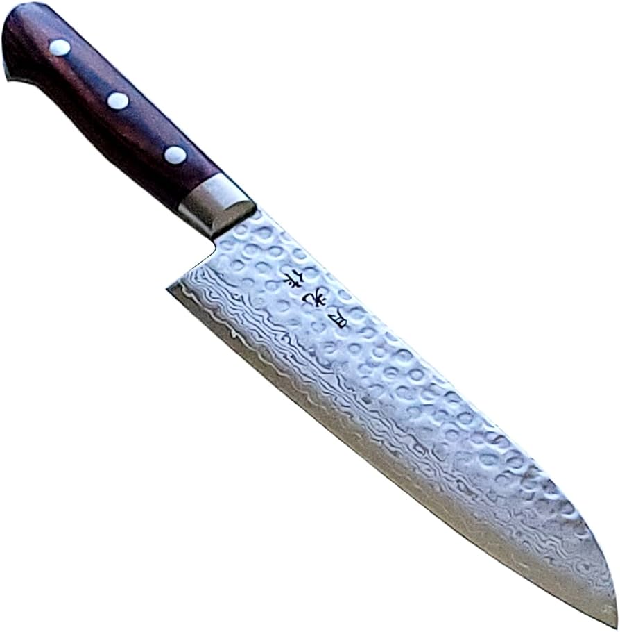 Amazon｜月光作 V金10号 槌目 ダマスカス 三徳 包丁 180㎜ #1706｜三徳