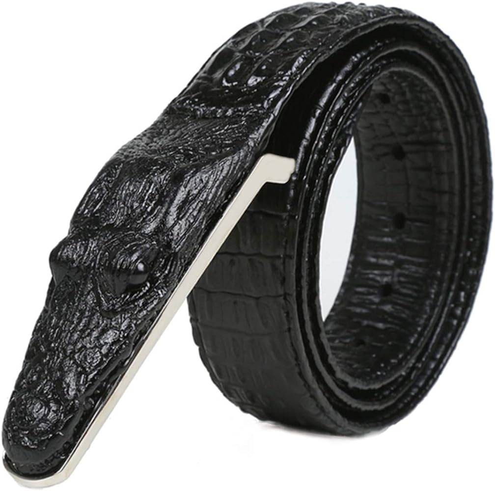 LX-SUNCX Men Belts,Alligator Belt Cowhide Crocodile Print Belt