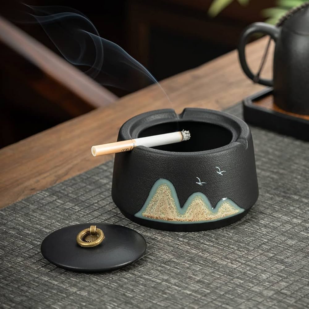 Amazon.co.jp: アッシュトレイ 灰皿 セラミック 山の柄 スモーク用品
