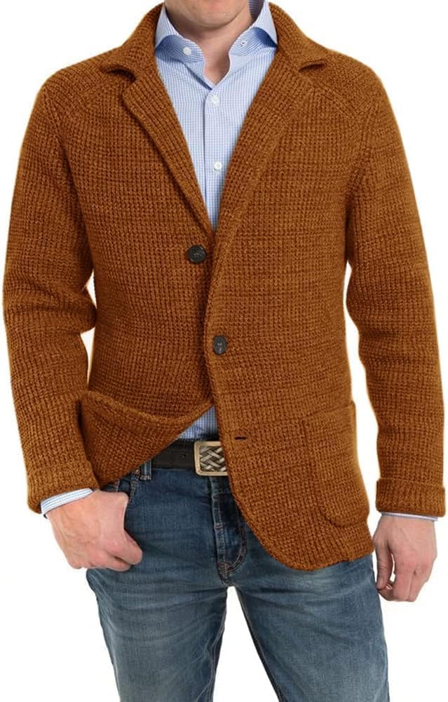 Aoysky Men's Shawl Collar Cardigan Sweater Button Down Knitwear