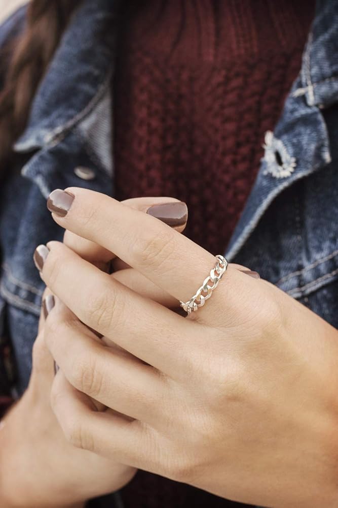 Amazon.com: Sterling Silver Chain Ring, Silver Chain Links, 925