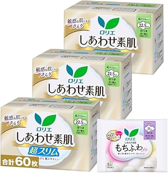 Amazon.co.jp: ロリエ しあわせ素肌 超スリム 多い昼用 羽つき22.5cm
