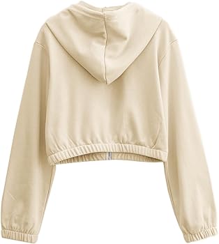 Amazhiyu Women's Cropped Zip up Hoodie with Pockets Cinched Waist