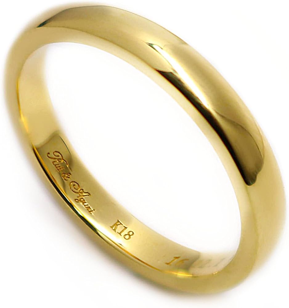 Amazon | K18 イエローゴールドリング 結婚指輪 厚み増し 3mm 幅