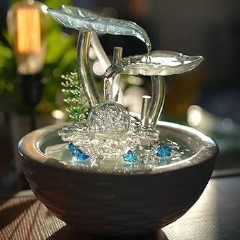 Amazon.co.jp: [SYZHXHKL] 卓上噴水 ミニ滝 卓上水の噴水 屋内飾り工芸