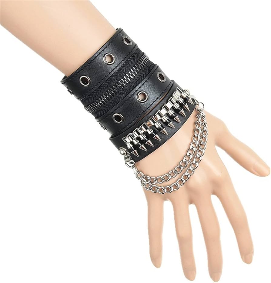 Amazon.co.jp: メンズ ブレスレット 革 レザー パンク誇張ワイドレザー