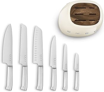 Amazon.com: Smeg Cream Stainless Steel Knife Block Set: Home & Kitchen