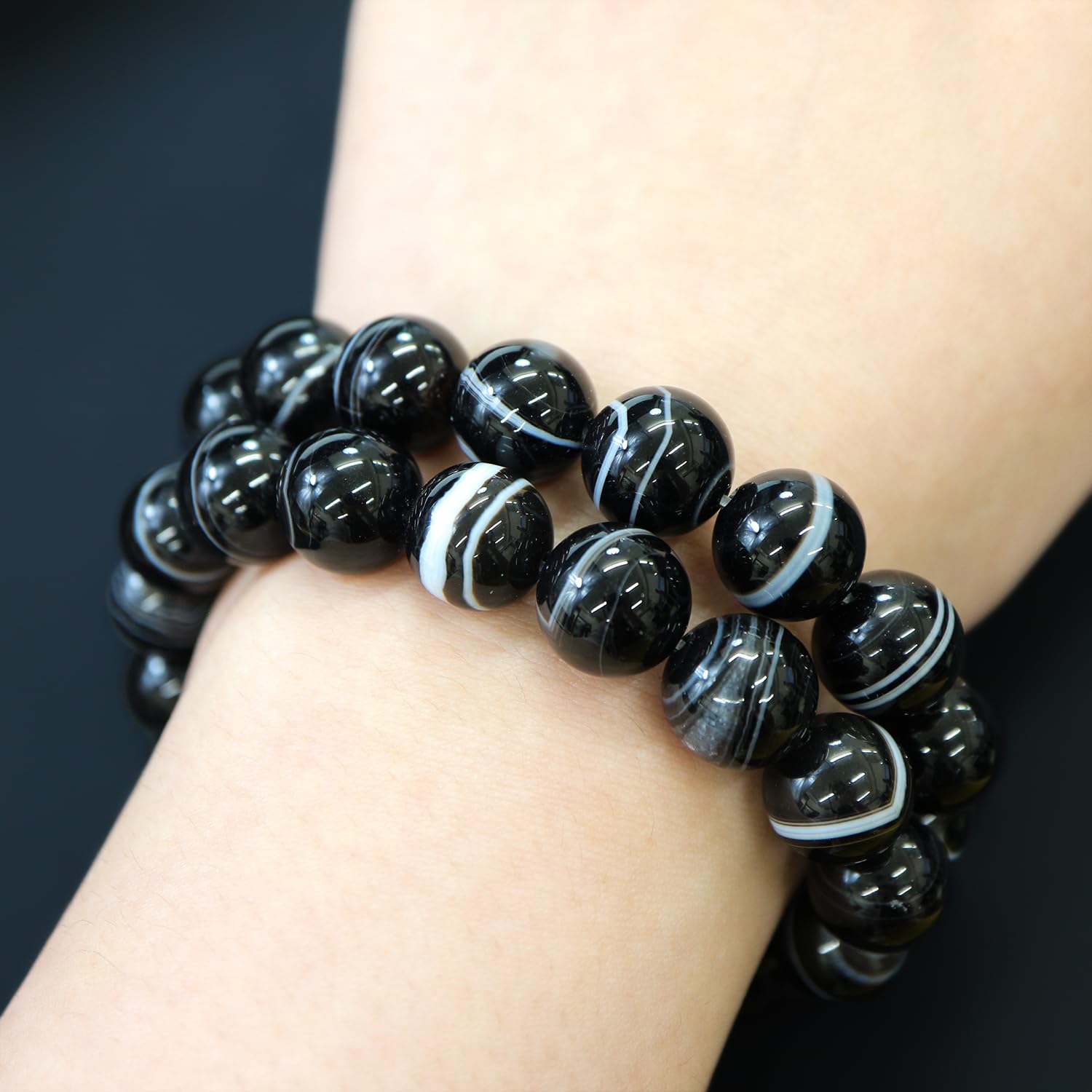 Amazon.co.jp: 【天然石】ブラックオニキス 黒めのう 黒瑪瑙 ビーズ