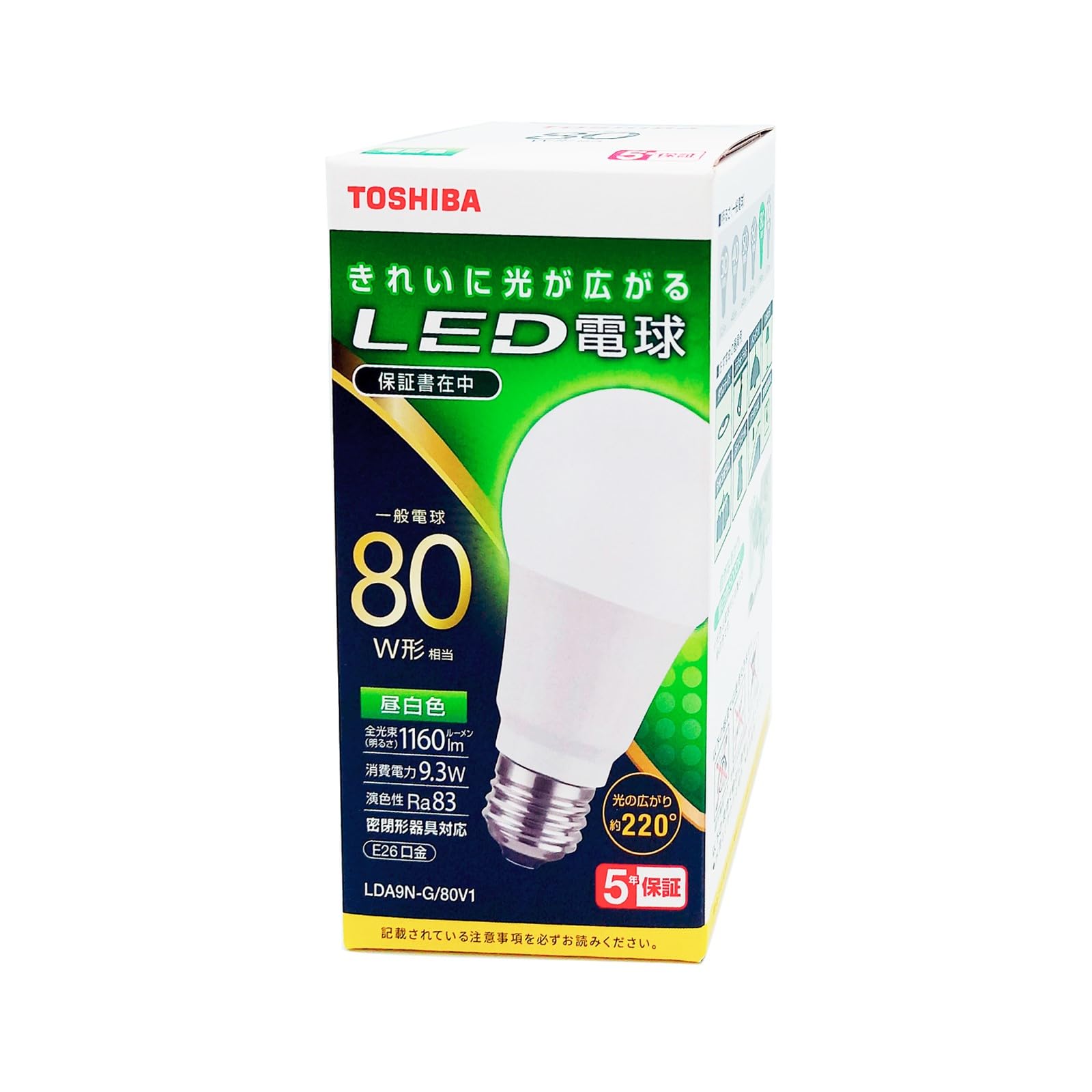 Amazon | TOSHIBA(東芝) LED電球 80W相当 全方向 昼白色 E26口金 1P
