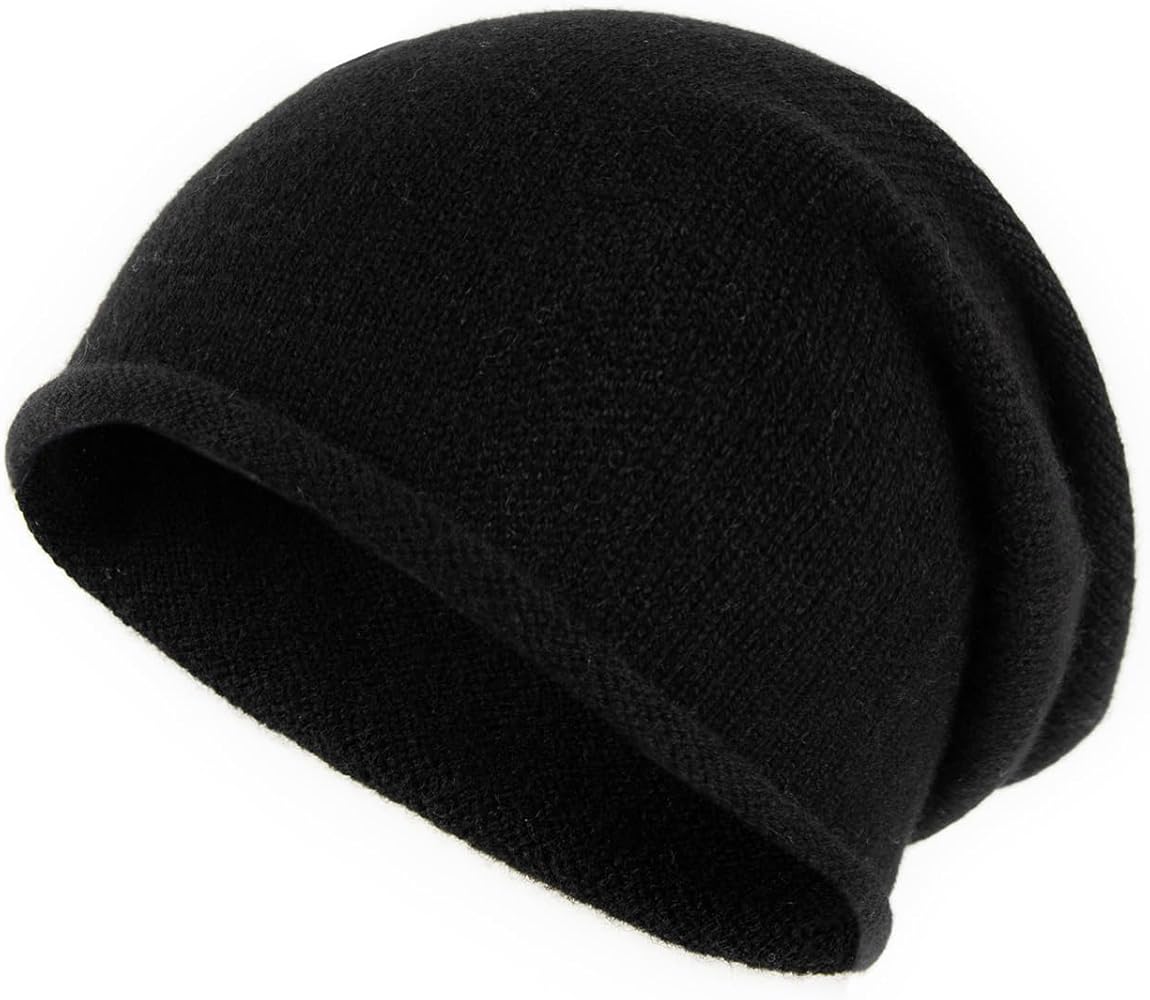 Villand 100% Cashmere Slouchy Beanie Hat for Women, Knitted Ladies