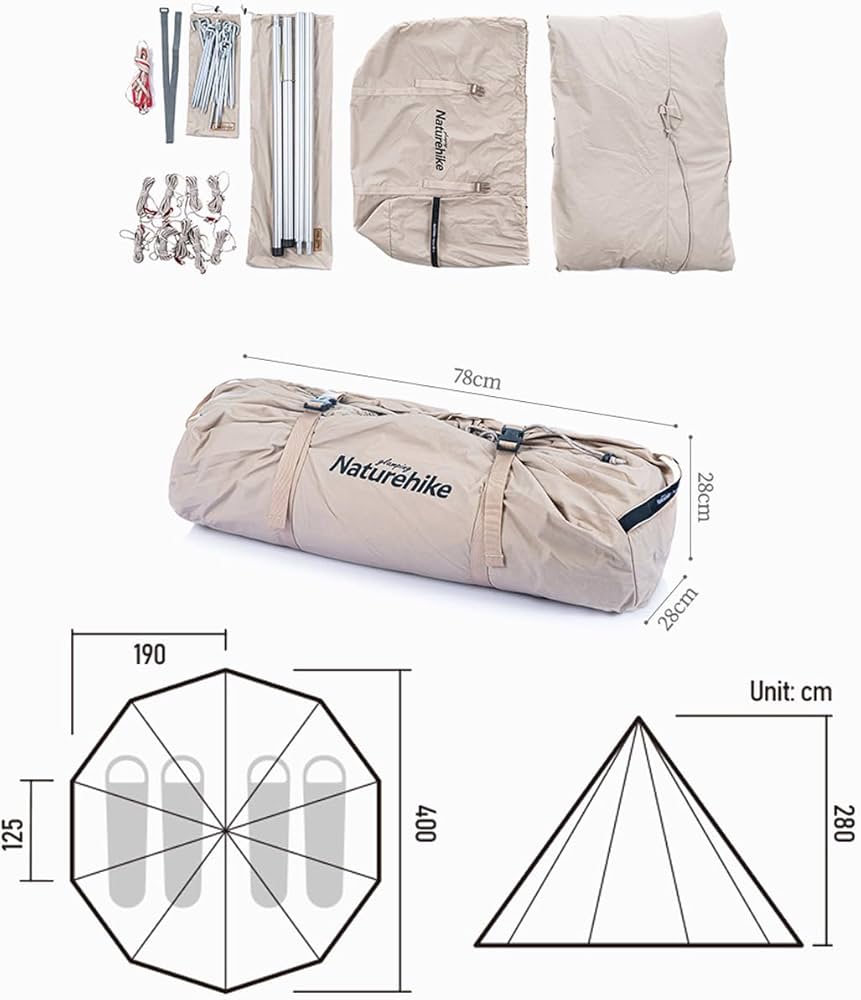 Amazon.co.jp: Naturehike ワンポールテントTC素材 コットン仕様 防水