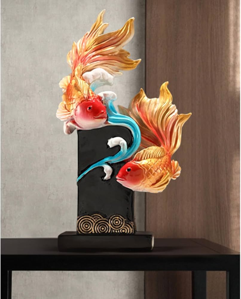 Amazon.co.jp: 風水 置物 おしゃれ 伝統 工芸品 魚 オブジェ 樹脂製