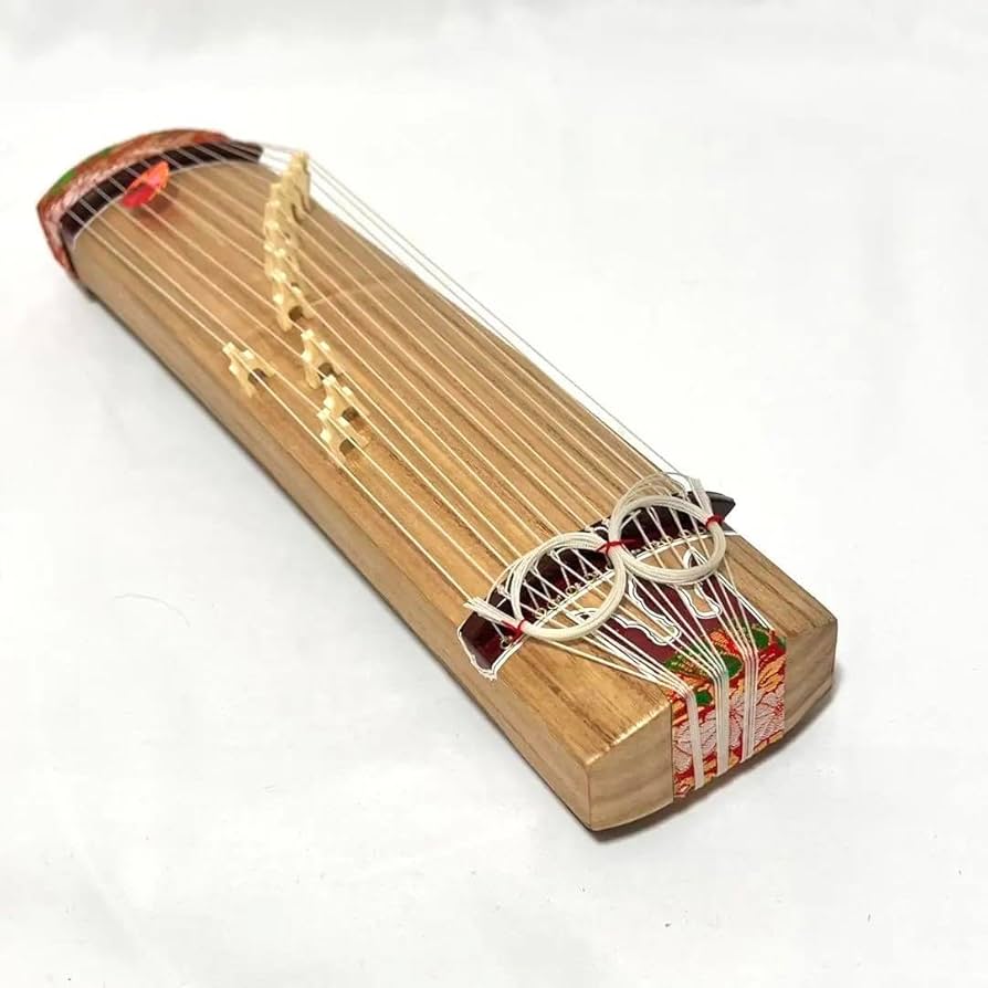 二尺琴 ミニ琴 全長約60cm お琴の手びき付 短琴