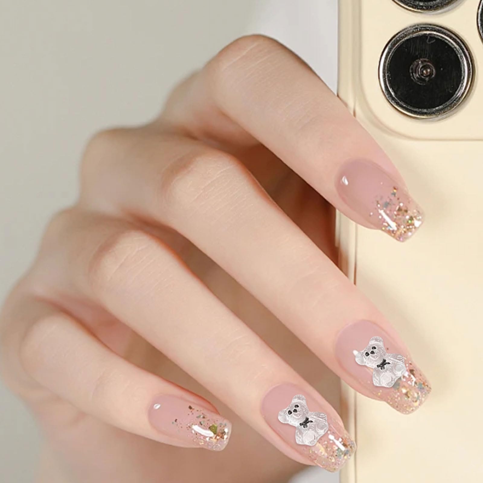 Amazon.co.jp: ネイルパーツ クマ 60個セット 3D 立体 クリア 透明