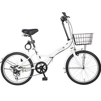 折りたたみ自転車 ホワイト 前カゴ付き 折りたたみ自転車 ホワイト