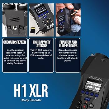 Amazon.com: Zoom H1 XLR Handy Recorder, 32-Bit Float, 2 XLR/TRS