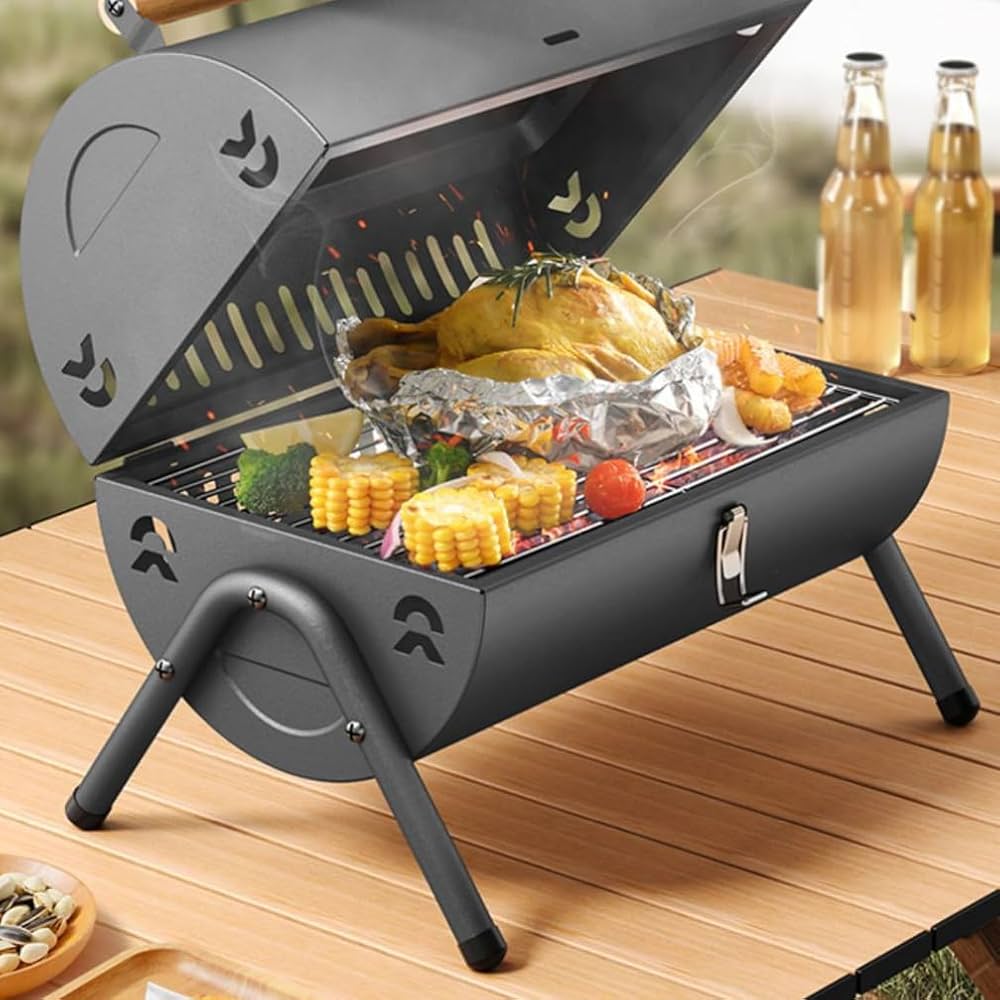 Amazon | バーベキューコンロ ミニ bbq コンロ 鉄板付き 網付き