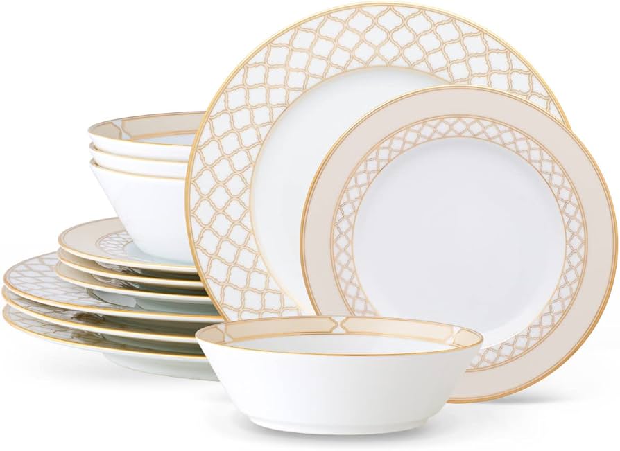 Amazon.com | Noritake Eternal Palace Gold 12-Piece Dinnerware Set