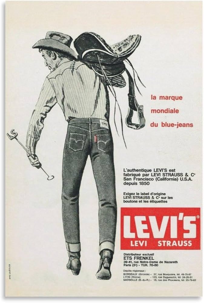 Amazon.co.jp: リーバイス 1960年代 フランス ビンテージ 雑誌 広告