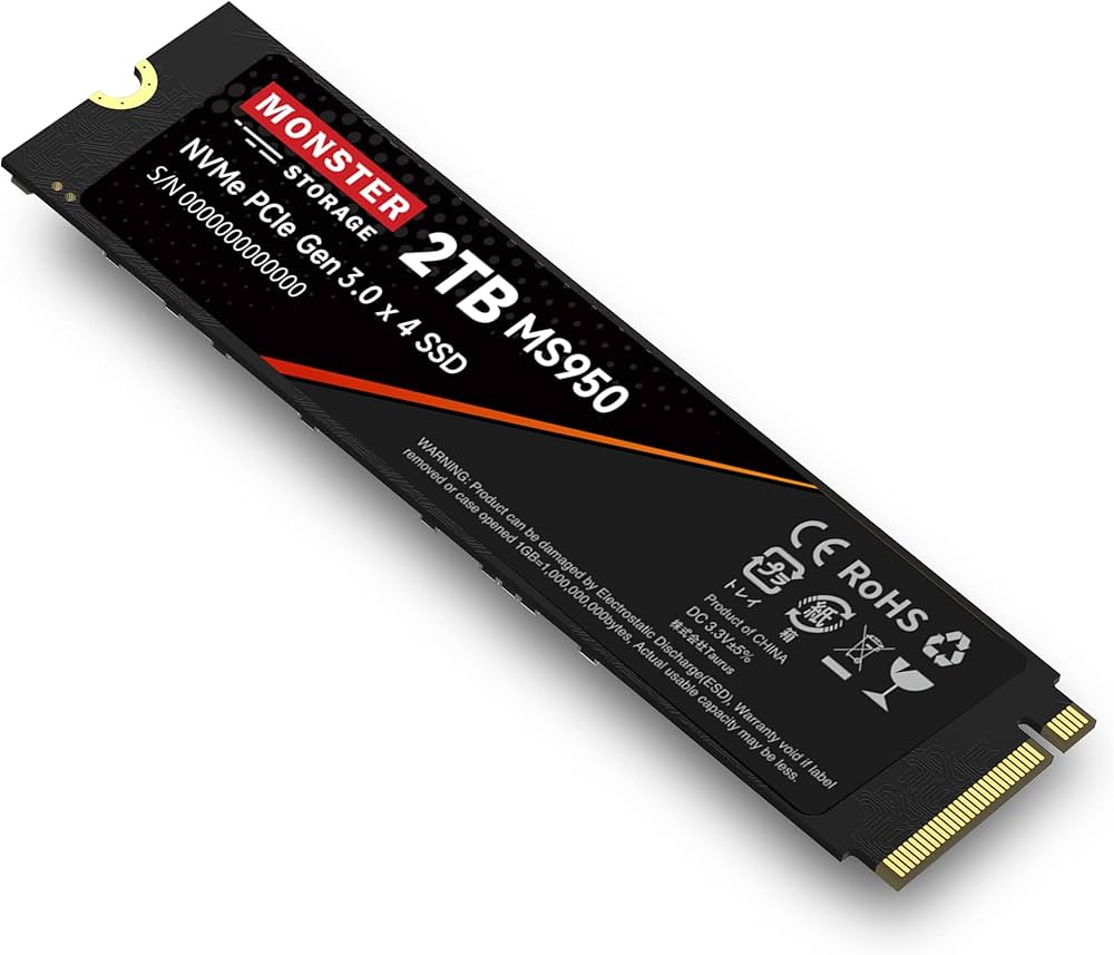 Amazon | Monster Storage NVMe 2TB SSD PCIe Gen3×4 M.2 Type 2280