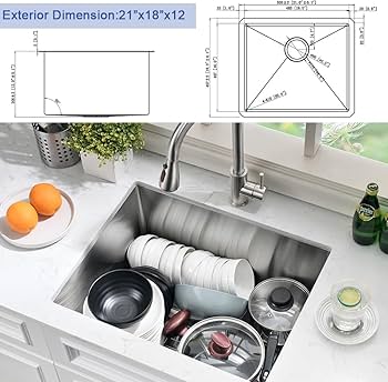 Stainless Steel Laundry Sink Undermount-Hovheir 21x18x12 Stainless