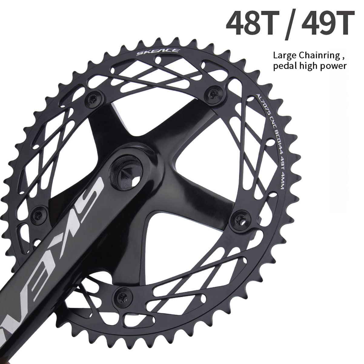 SKEACE スクエアテーパー ピスト用クランク 165mm 48T シルバー