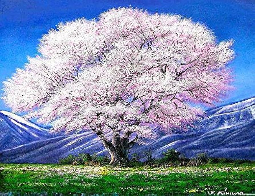 Amazon.co.jp: 木村由記夫『小岩井農場の桜 受注制作』油彩画 風景画