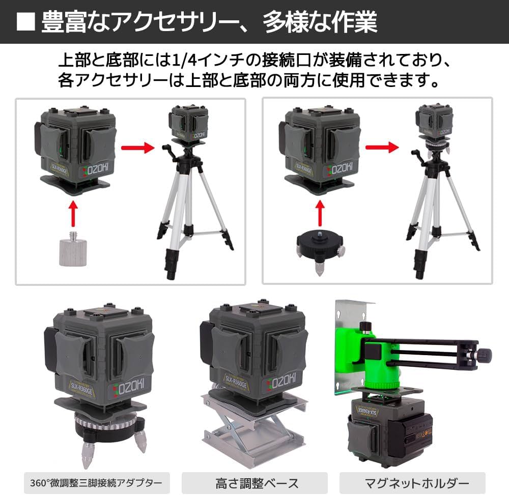 Amazon | SOZOKI レーザー墨出し器 3x360°フルライン 電子整準