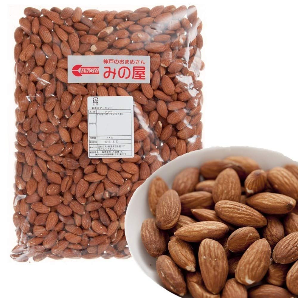 Amazon.co.jp: みの屋 素焼き アーモンド 1kg 無塩 無植物油