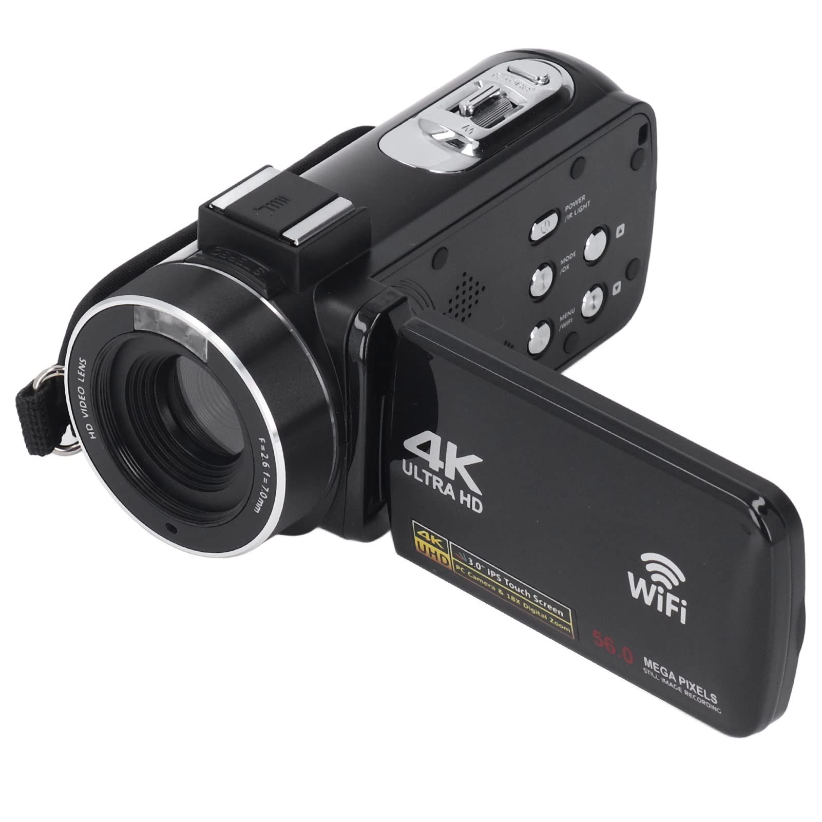 Amazon | 4K Ultra HDデジタルビデオカメラ、WIFI 3インチIPSカラー