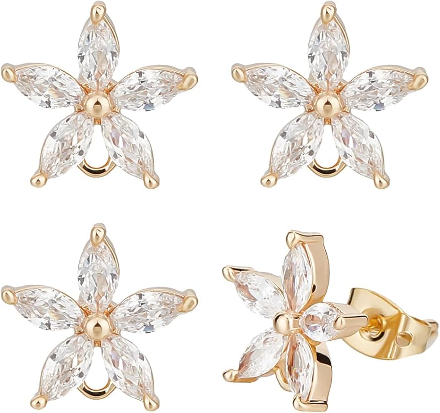Amazon.co.jp: Beebeecraft フラワースタッドピアス 1箱10個 18K