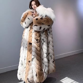 Denny&Dora Women's Fox Fur Coat Extra Large Long Style with