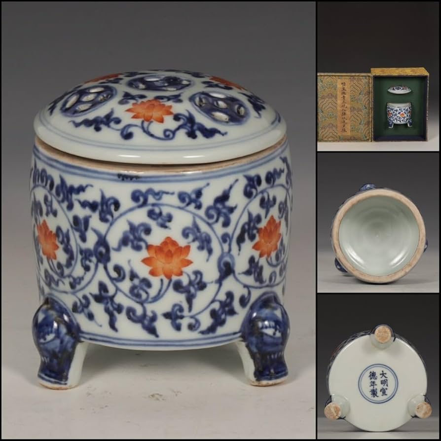 青花纏枝蓮紋将軍壺 景徳鎮 陶磁器 装飾品 現代工芸品 美術品 置物